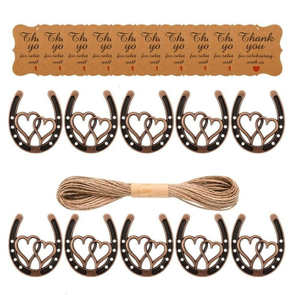 NANMELX Pack of 10 Metal Horseshoe Party Favors Keychain Pendant Wedding Decorations Party Favors Wedding Table Decors for Table