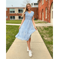 thumbnail image 3 of HASYO Women Casual Summer Short Ruffles Tiered Sleeve Smocked Midi Dresses Bohemian Floral V Neck Wedding Guest Long Dresses, 3 of 8