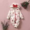 thumbnail image 2 of Ruyang Baby Girl Valentine's Day Outfits Heart Print Hooded Jumpsuit Romper New Born Adorable Zip Long Sleeve Bodysuit, 2 of 9