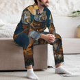 thumbnail image 7 of Naloa Moon Night Sky Cute Rabbit Men’s Pajamas Set - Long Sleeve Button Down Sleep Shirt and Pajama Bottoms Sleepwear Set-Large, 7 of 7