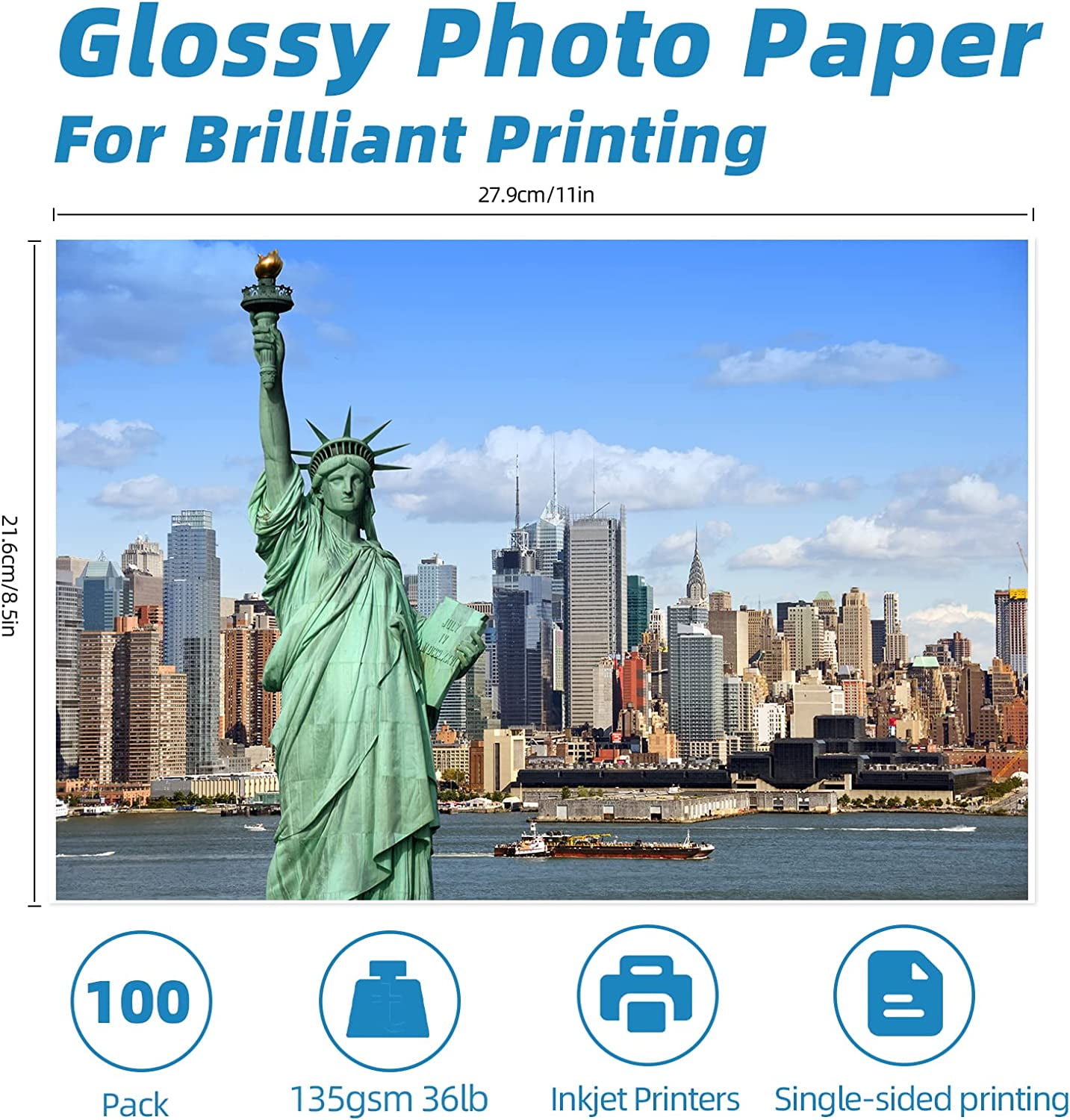 Uinkit 37lb Thin Flyer Paper Glossy 8.5x11 Inkjet 100 Sheets