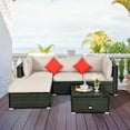 thumbnail image 3 of Gymax 5PCS Rattan Sectional Sofa Set Patio Furniture Set w/ Beige Cushion Pillow, 3 of 10