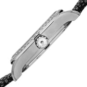 Womens Quartz Multifunction Crystal Leather Black Strap Watch
