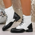 thumbnail image 5 of Bnwani Women Boots Fall Winter Fashion Low-Heel Thick Chunky High Ankle Versatile Comfortable Casual Boot White Size 9.5, 5 of 9