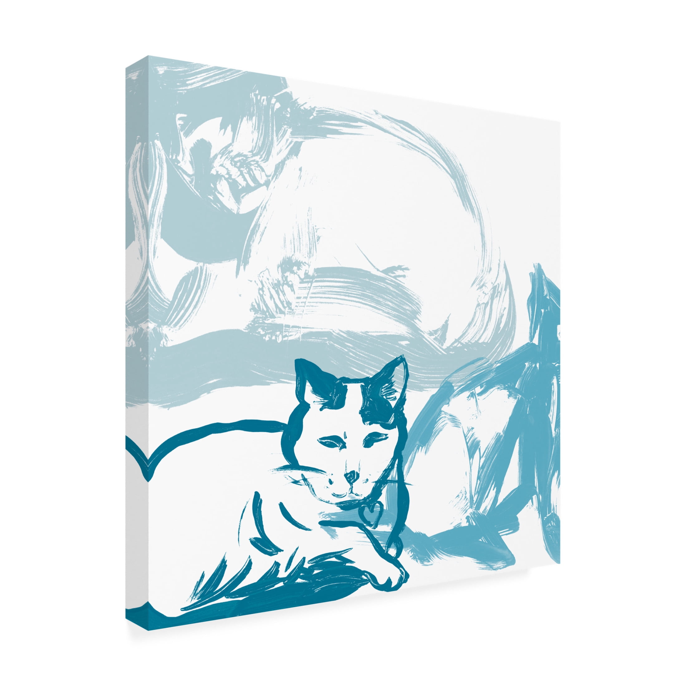 Canvas Wall Art - June Erica Vess 'Paint Box Cats IV' Wall Art for Living Room, Bedroom, or Office Décor by Trademark Fine Art - 18 x 18 Inches