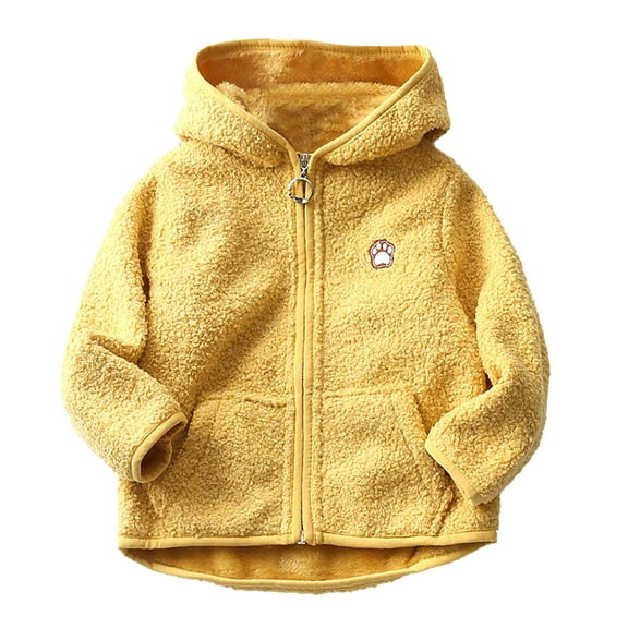 Lenpel Toddler Girls Boys' Fleece Jacket Cute Long Sleeve Thick Warm Infant Zip up Hoodies Fuzzy Fall Winter Coat