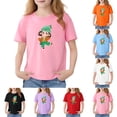 thumbnail image 7 of Virmaxy Cute Girl Cartoon Print Short Sleeve Tee Soft Cotton Round Neck Top Playful Comfortable Casual Wear for Girls Summer Days,for 3-13 Years Pink-B, 7 of 7