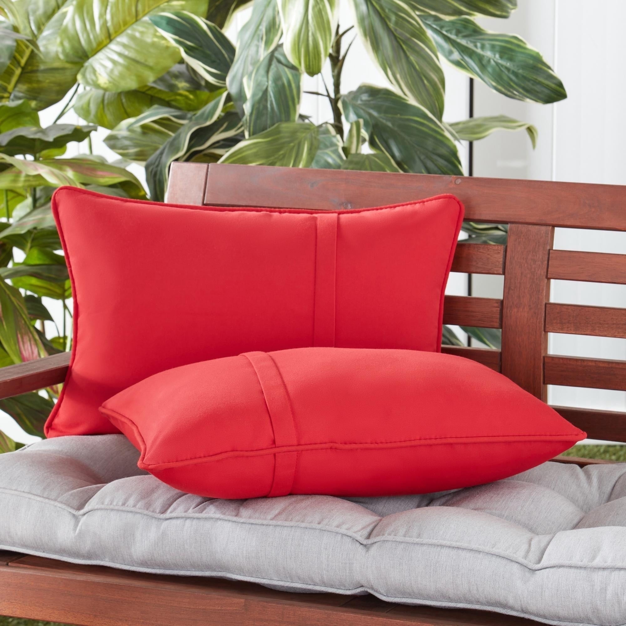 Sunbrella 21 x 14 in. Rectangle Outdoor Throw Pillow (2-Pack) - Canvas Jockey Red