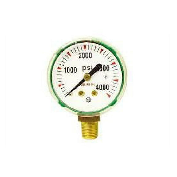 Uniweld 1-1/2 in. Green Cased Welding Gauge 0-4000 PSI - G56D