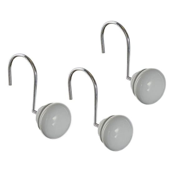 Juego de 12 ganchos para cortinas de ducha Creative Scents, color gris