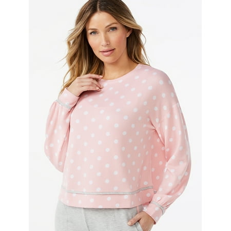 

Sofia Intimates by Sofia Vergara Women s and Women s Plus Size French Terry Crewneck Top with Long Sleeves