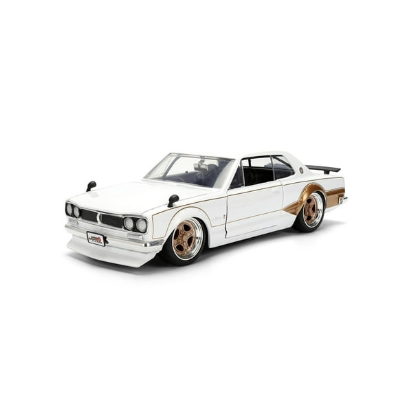 1971 Nissan Skyline 2000GT-R RHD (Right Hand Drive) White with Gold Graphics "JDM Tuners" 1/24 Die Cast Model Car by Jada