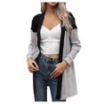 thumbnail image 1 of Ladies Stitched V-Neck Loose-Knit Cardigan Sweater With Long Sleeves, 1 of 6