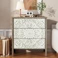 thumbnail image 3 of 3-Drawer Dresser Chest, Modern Wooden Flower Motif Dressers with Wide Storage Space Chest of Drawers Bedside Nightstand Dresser Closet for Living Room Bedroom, Hallway (Blue), 3 of 17