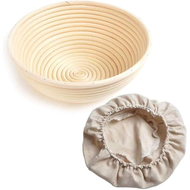 Zhuge Cesta de ratán redonda y ovalada hecha a mano para fermentación de masa de pan, utensilios de cocina (30 x 8 cm)