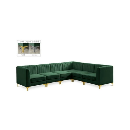 Meridian Furniture Alina Green Velvet Modular Sectional