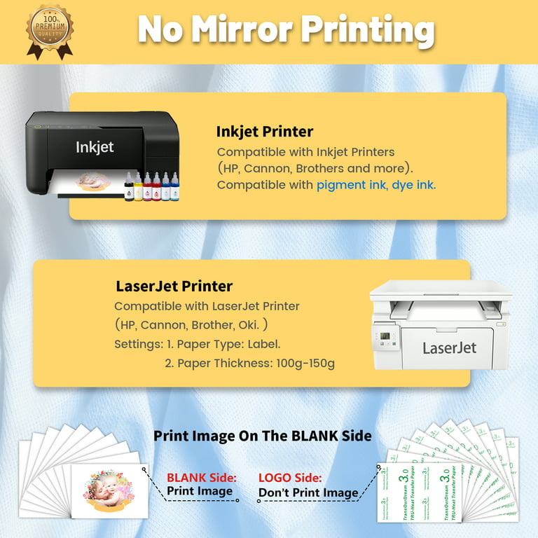TransOurDream Heat transfer paper, printable Heat Transfer vinyl for inkjet  printers