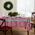 thumbnail image 2 of Elrene Poinsettia Plaid Jacquard Tablecloth 70" Round, 2 of 5