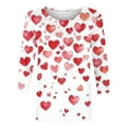 thumbnail image 6 of Valentines Shirts Women Love Heart Printed Crewneck 3/4 Sleeve Tops Plus Size S-3X Loose Fit Casual Holiday Tees (XL, White 01), 6 of 6