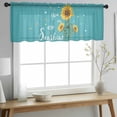 thumbnail image 2 of Teal Sunshine Sunflower Valance Curtains for Kitchen/Living Room/Bathroom/Bedroom Window, Rod Pocket Small Topper Half Short Window Curtains Voile Sheer Scarf, Pastoral Bees Farmhouse Floral 42"x18", 2 of 8