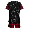 thumbnail image 4 of Tisuna Christmas Family Matching Set Reindeer Plaid Print Short Sleeve Crew Neck Homewear Loose Comfortable Mom Tops And Shorts Set Red Size L, 4 of 5