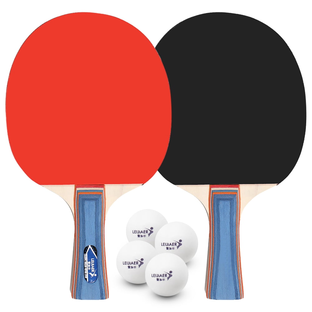 Ping Pong Table Tennis Paddle Racquet Set Of 2 with 4 Balls Wooden Red Solo Cup