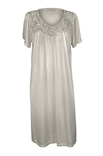 EZI - Women's Satin Silk Short Sleeve Sequins Nightgown By EZI ...