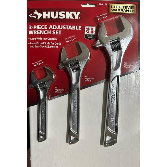 Husky H3PCS, 6in, 8in, 10in, 3-in-1, Plumbers Wrench, 3 Piece, 3 Pack