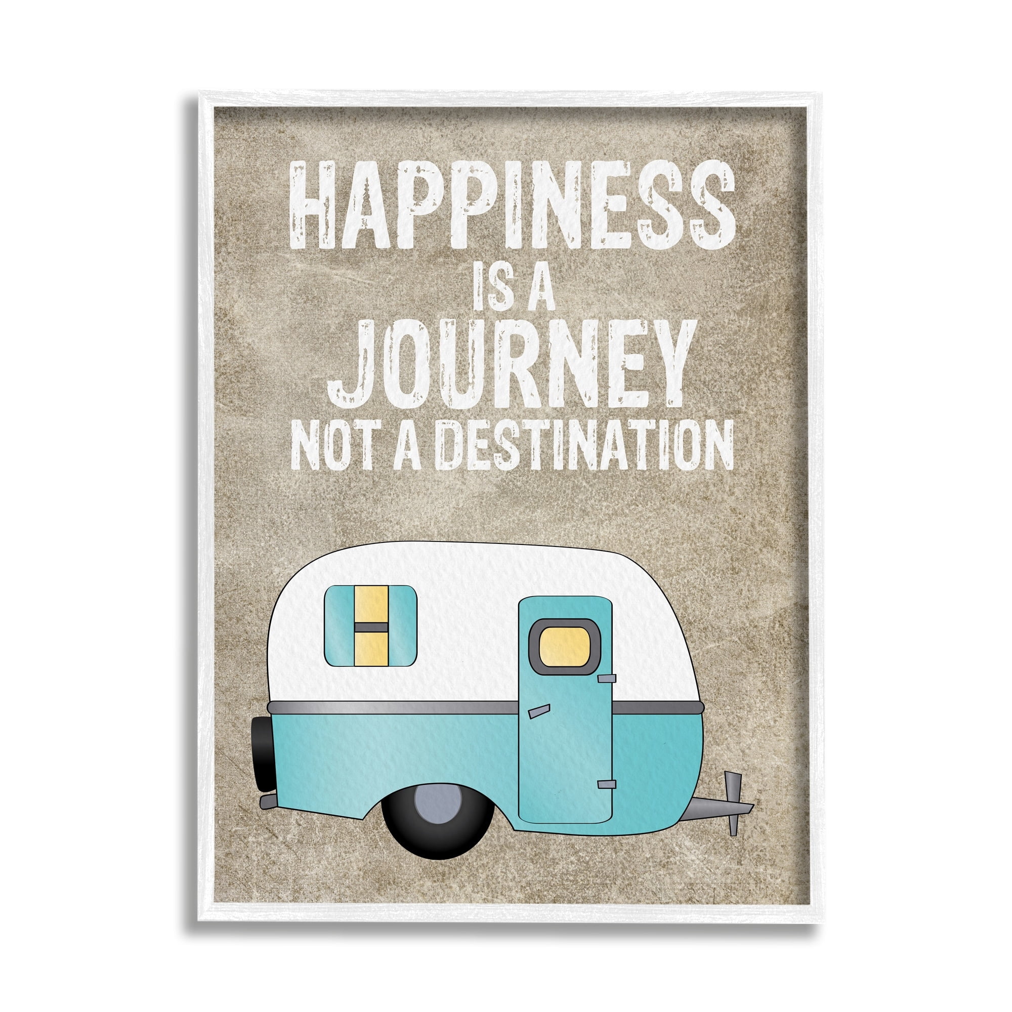 Stupell Industries Happiness is a Journey Inspirational Adventure Quote Framed Wall Art, 11 x 14, Design by Amy Brinkman