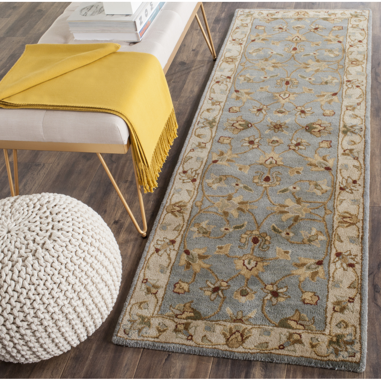 SAFAVIEH Royalty Wenona Oriental Wool Area Rug, Blue/Beige, 11' x 15'