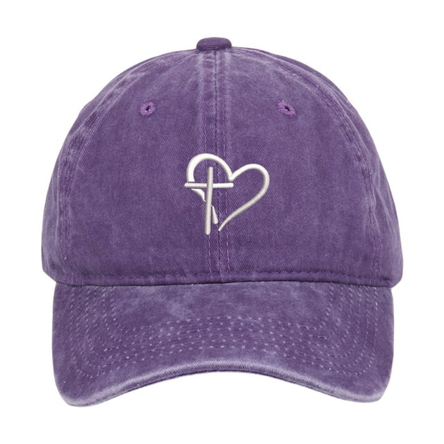 WEIYLL Baseball Caps for Womens Sporty Adjustable With Heart Print Activities Purple Beach Hats One Size