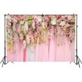 thumbnail image 3 of Rideau Mural Fleurs Roses 2.2x1.5m Décorations de Mariage pour Fête Fond Photo Table de Dessert Nuptiale, 3 of 5