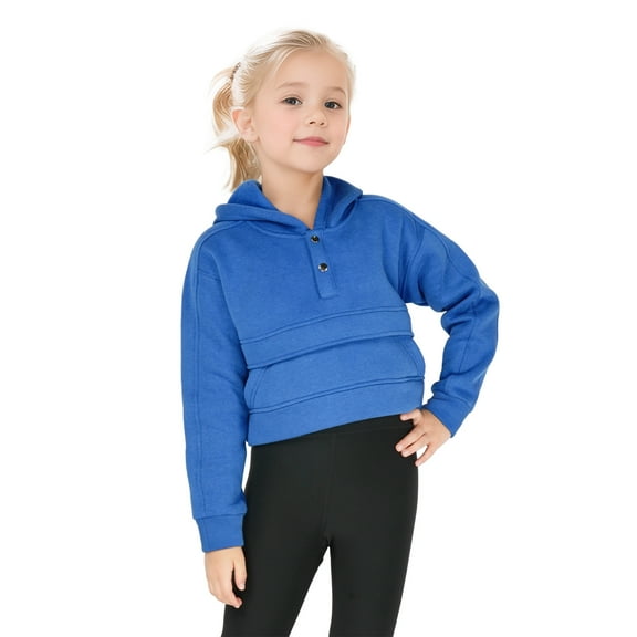 Girls Clothes Girls' Hoodies Sweatshirts with Pocket Fleece Warm Half Zipper Pullover Crop Top Long Sleeve Sweater for Teen Girls 6-12 Y