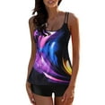 thumbnail image 3 of Dyfzdhu Tankini Swimsuits for Women Plus Size Bikini Swimwear Digital Print Set Swimsuit Adjustable Strap Split Bathing Suit Black, 3 of 9