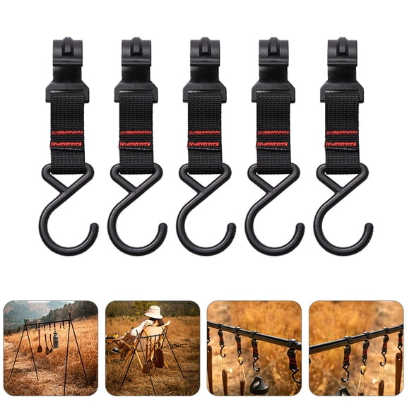 EXHUMKY 5-Pack Heavy-Duty Camping Hanging Hooks with Plastic and Steel, Essential Outdoor Gear for Hiking, Travel, and Backpacking