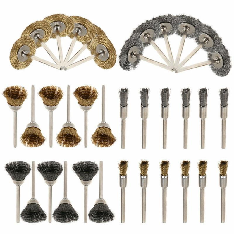 36Pcs Brass Wire Steel Polishing Brushes Wheels Set Fit For Dremel Rotary Tool 
