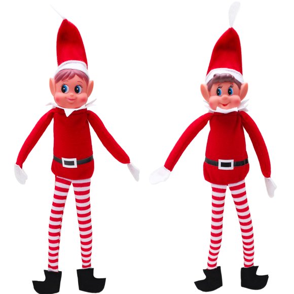 Toyland Elves Behavin Badly - Juego de juguetes blandos de elfo y niño de 2 a 12 pulgadas con patas largas, cuerpo suave y cabeza de vinilo - Juguetes navideños novedosos