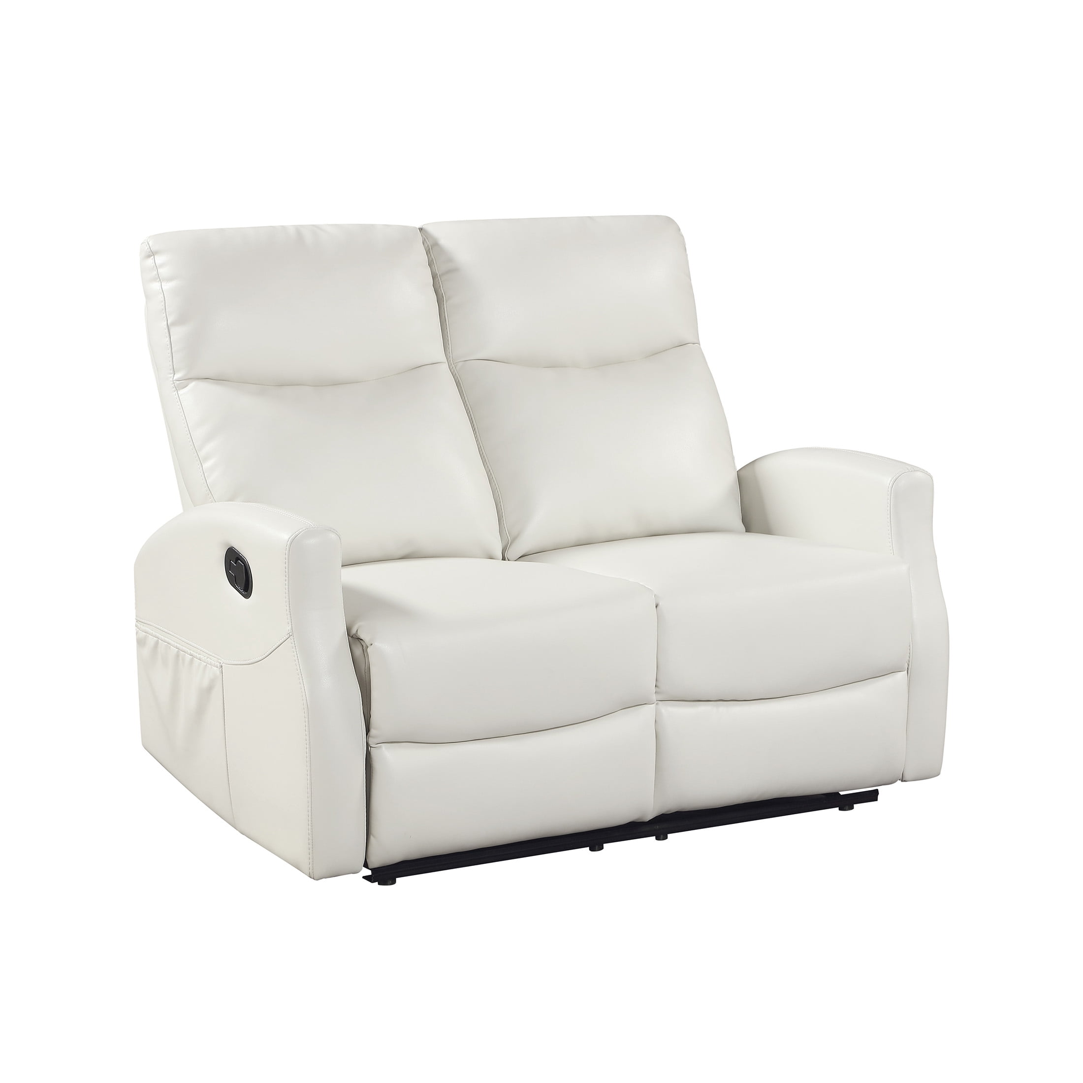 OakvillePark Novelle Faux Leather Manual Double Reclining Love Seat with Magazine Pocket, Beige