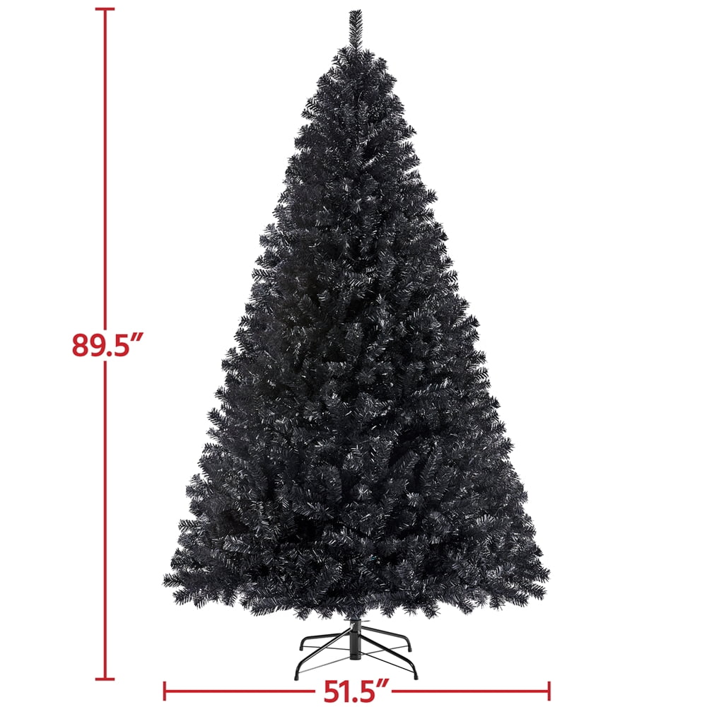 Alden Design Clear Prelit Incandescent Black Hinged Spruce Artificial Christmas Tree, 7.5'