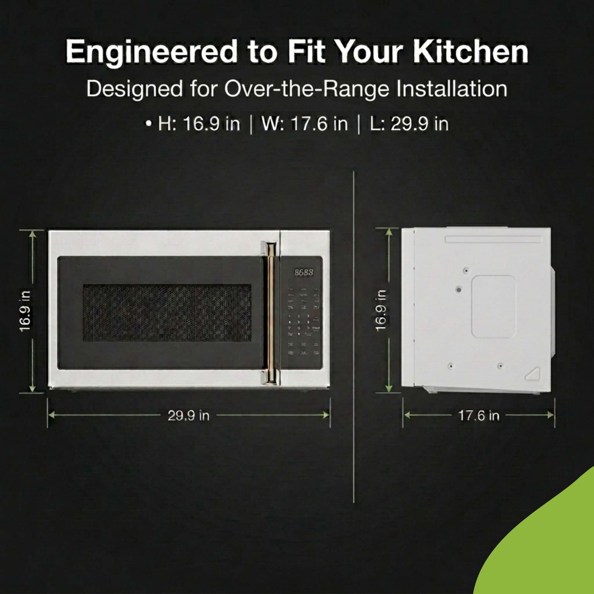 Hamilton Beach 30” 1.7 Cu. ft. 300 CFM Over the Range Microwave, 1000 Watt Microwave with 10 Power Levels