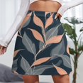 thumbnail image 3 of Elegant Peach Leaf Pattern Women's High Waist Skirt Stretchy Casual Mini Skirt, 3 of 8