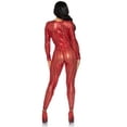 thumbnail image 3 of Leg Avenue Women's Laser Cut Metallic Catsuit, RED, Medium, 3 of 4