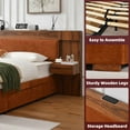 thumbnail image 4 of Queen Size Bed Frame with Storage Drawers & Built-in Nightstands, Wood Bed Frame with Linen Upholstered Headboard, No Box Spring Needed, Ocher, 4 of 10