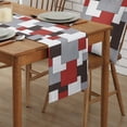 thumbnail image 2 of Table Runner Dresser Scarves 90 Inch Long, Mid-Century Abstract Geometric Linen Dining Table Runners Modern Gray Red Art Tabletop Scarf for Wedding Holiday Party Kitchen, 2 of 7