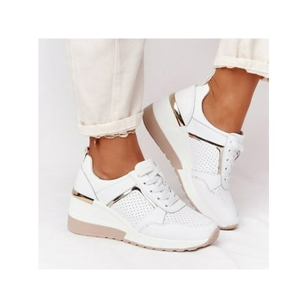 

Audeban Womens Sport Sneakers Wedge Heels Sneakers Casual Lace Up Loafers Platform Shoes