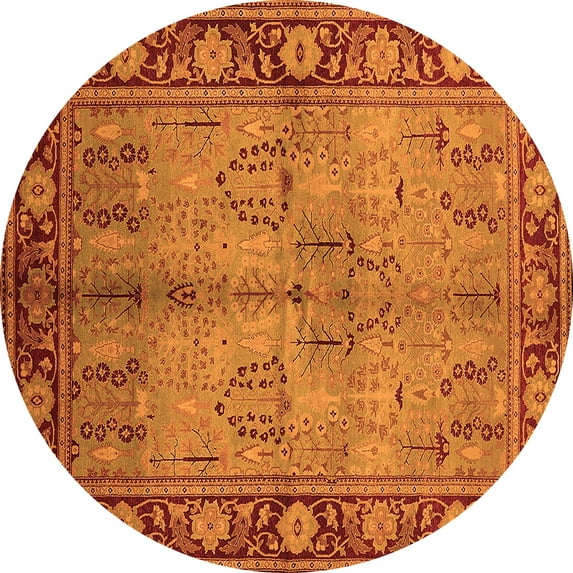 Ahgly Company Indoor Round Oriental Orange Industrial Area Rugs, 8' Round