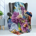 thumbnail image 4 of Fish Soft Flannel Fleece Blanket, Surreal View of Marine Life with Submerged Colony of Pillar Corals Aquatic Fauna Print, Cozy Plush for Indoor and Outdoor Use, 60" x 80", Multicolor, by Ambesonne, 4 of 5