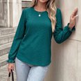 thumbnail image 3 of Cilsoka Womens Long Sleeve Shirts Fall 2026 Crew Neck Dressy Casual Blouses Eyelet Tunic Tops Fashion Outfits Clothes, 3 of 5