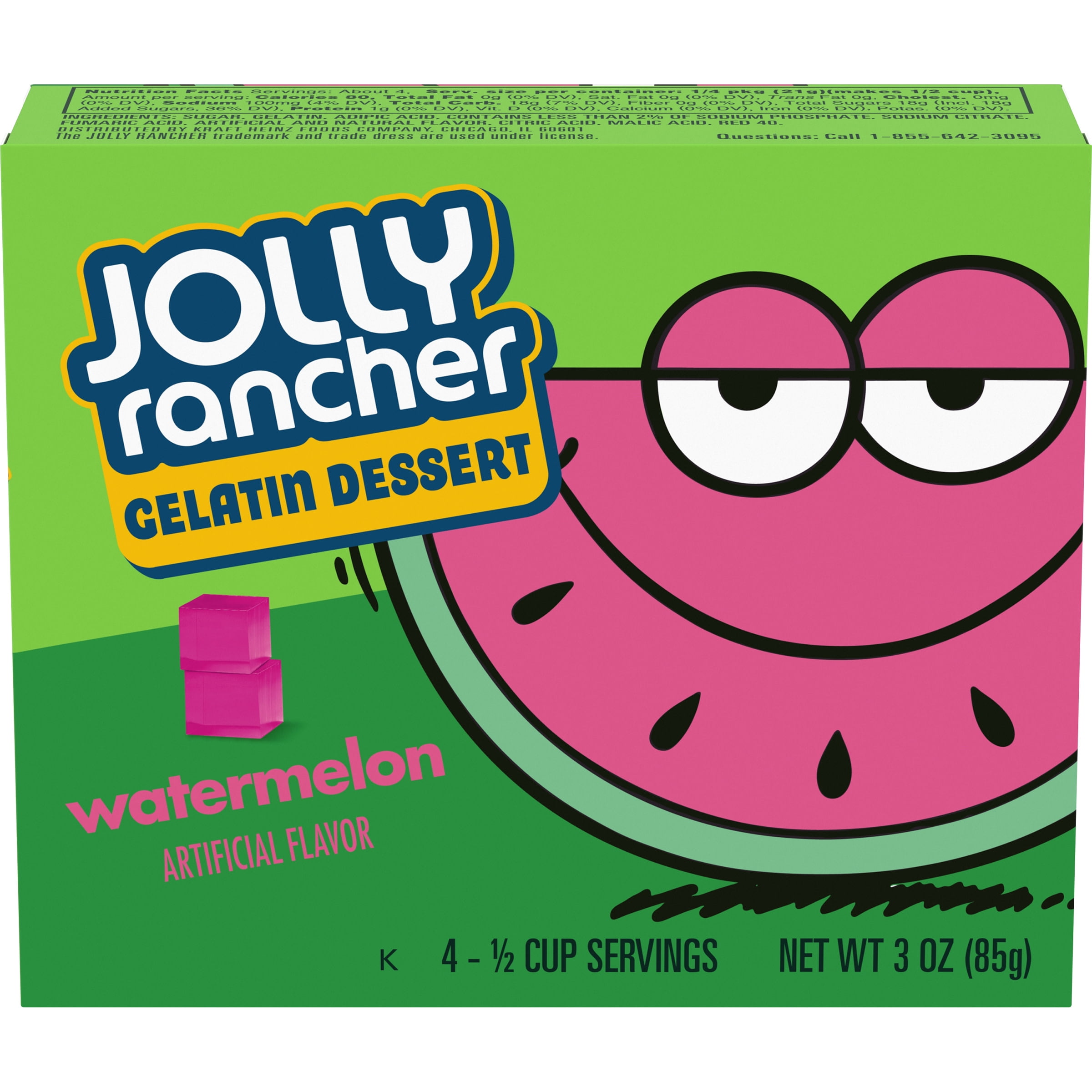 Jolly Rancher Watermelon Gelatin Dessert Mix, 3 oz Box