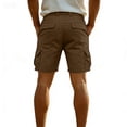 thumbnail image 4 of Nestiefly Mens Linen Cargo Shorts Summer Casual Loose Elastic Waist Drawstring Lightweight Beach Vacation Shorts with Pockets Coffee L, 4 of 4